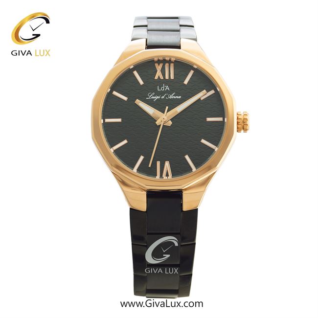 ساعت مچی اورجینال زنانه LdA | لوئیجی د آنا | Luigi d'Ana رزگلد | مشکی| مشکی| کد رفرنس 2376